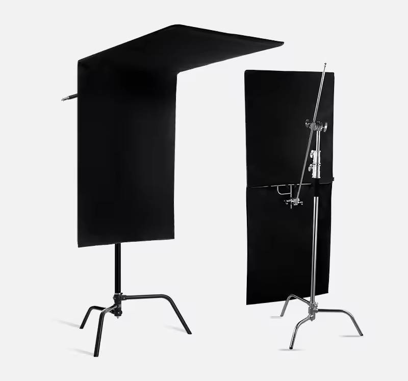 Khung cờ - Tay cờ chắn sáng vải đen 75x90cm