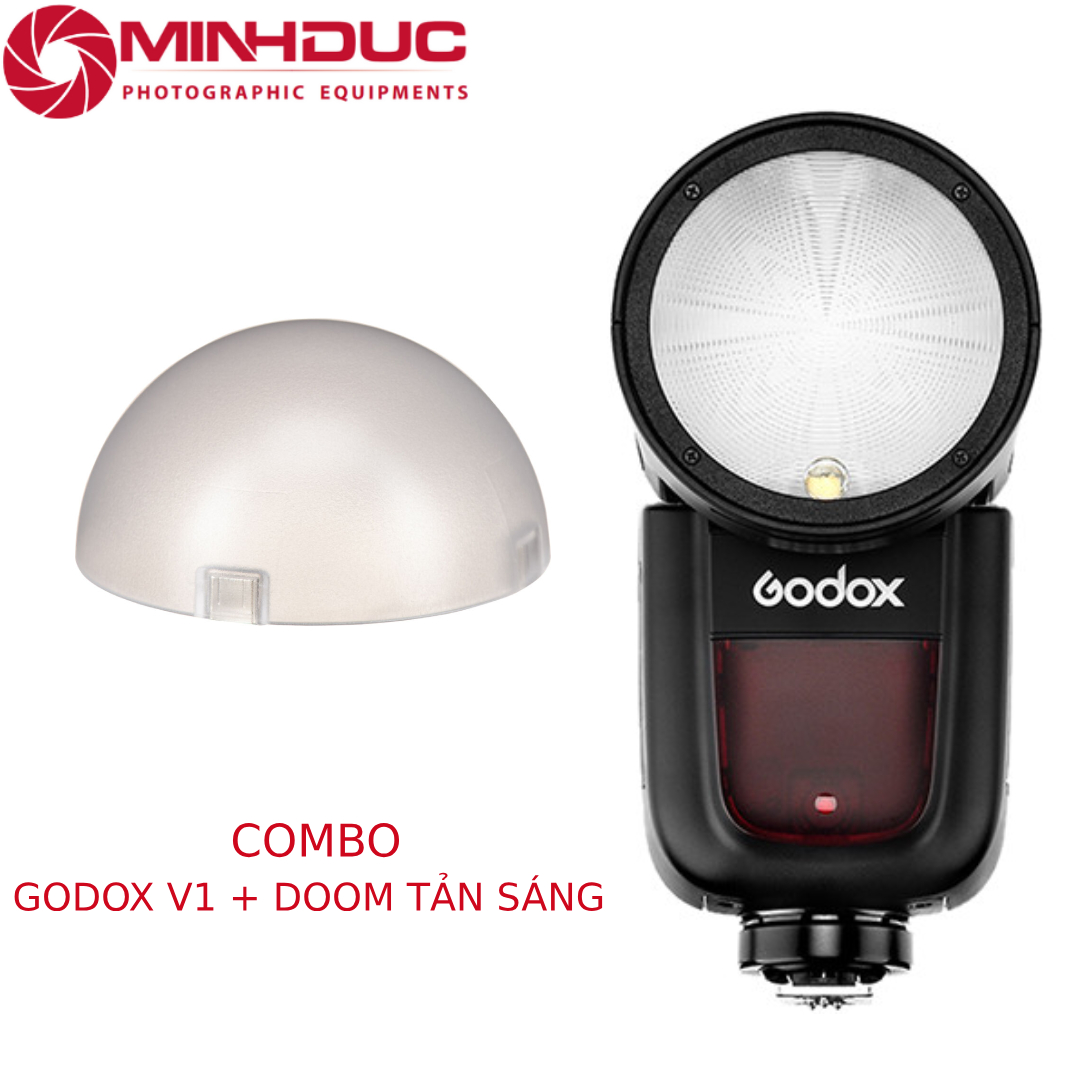 Combo đèn flash Godox V1 + doom tản sáng