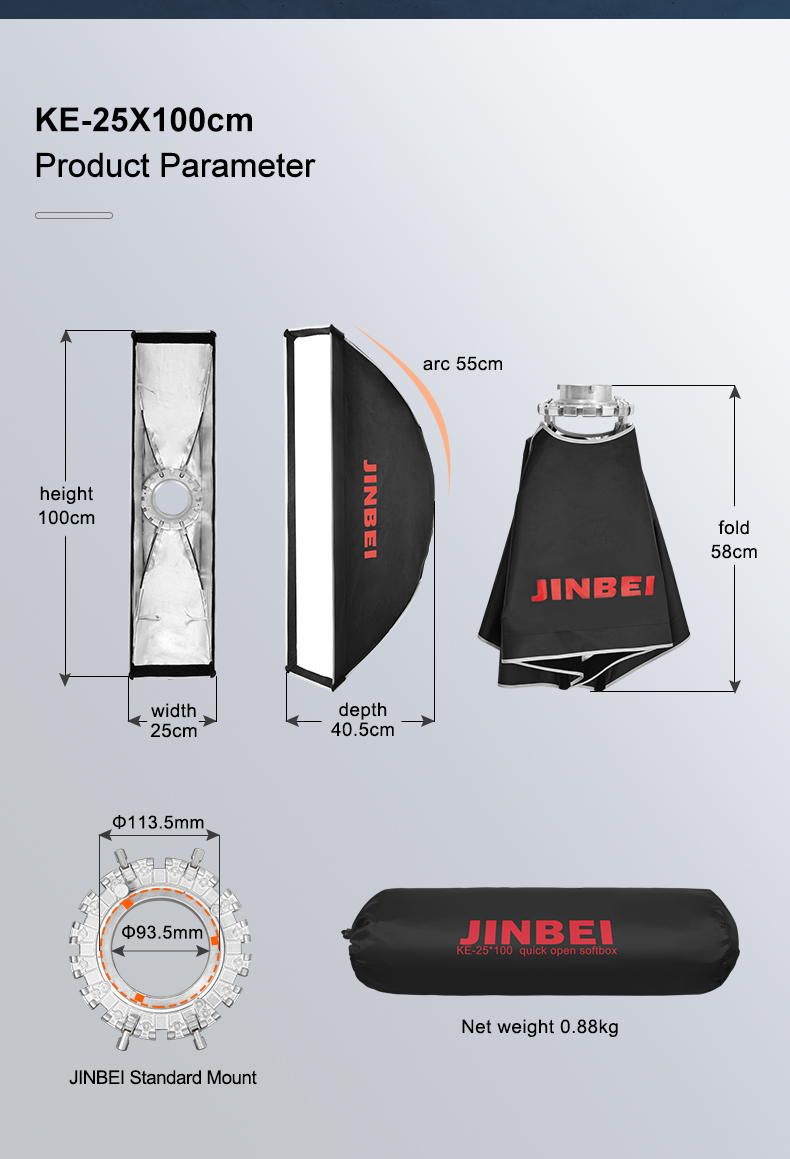 Softbox Jinbei thao tác nhanh KE 35X140 tổ ông