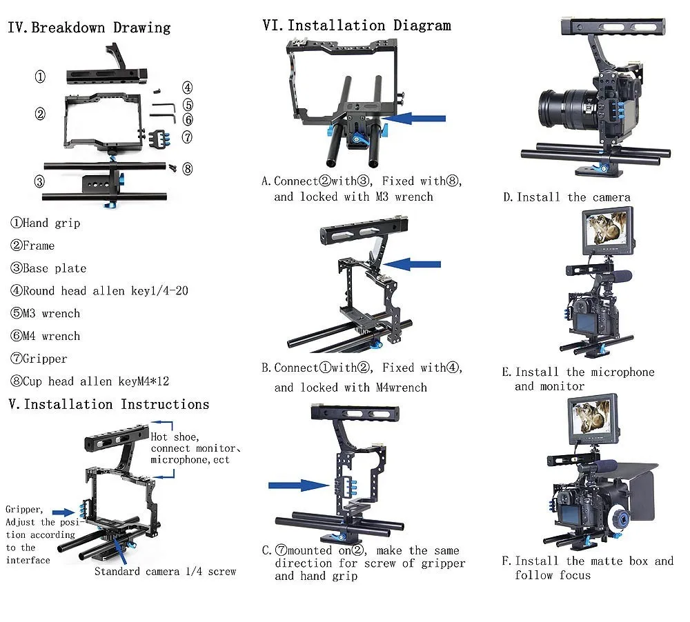 Tay cầm chống rung quay phim Yelangu camera Cage C500 - Handheld Stabilizer