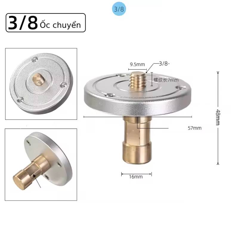 Đế Ballhead gắn chân đầu ren 3/8