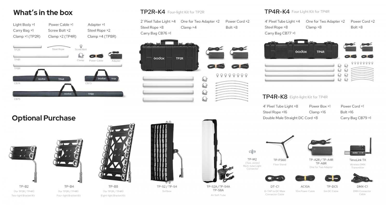 Đèn Godox TP2R Pixel RGB LED Tube Light
