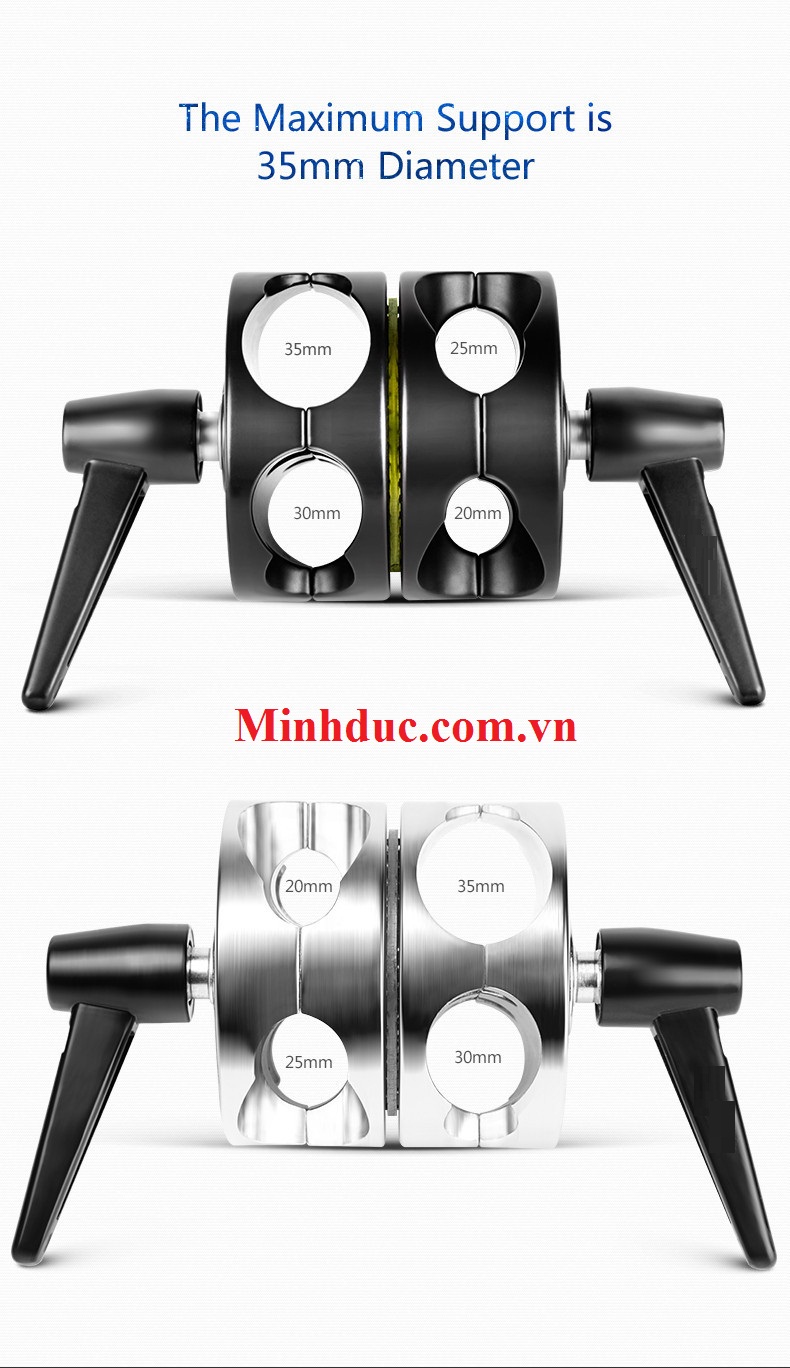 Boom kẹp ống 2 chiều nhôm phi Max35mm