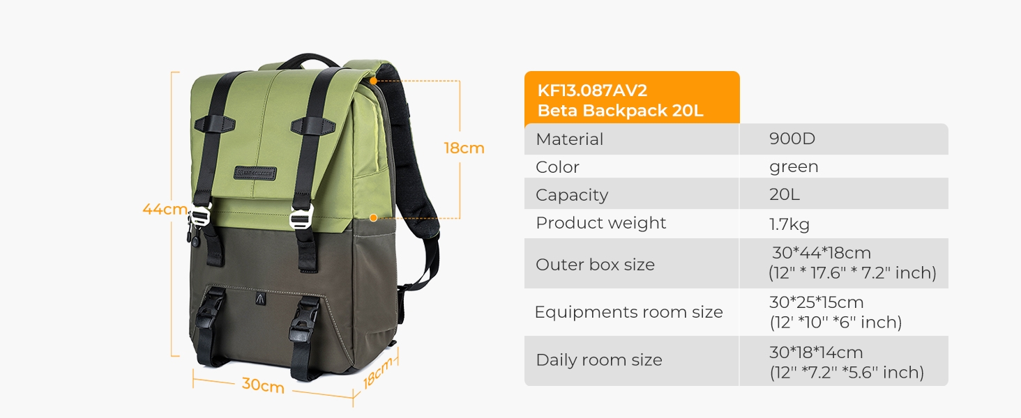 Balo máy ảnh KF KF13.087 V2 Xanh lá