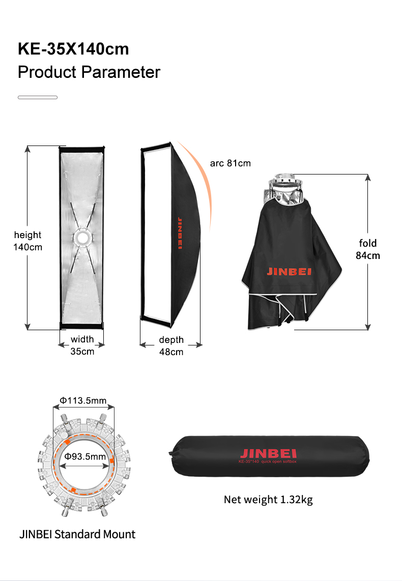 Softbox Jinbei thao tác nhanh KE 35X140 tổ ông