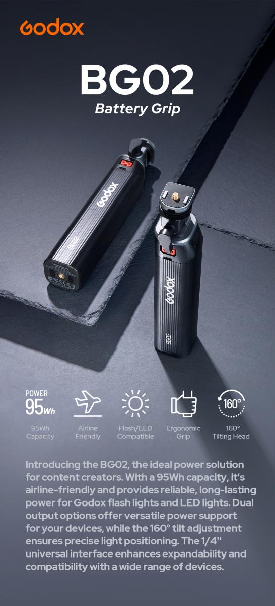 Đế pin Godox BG02 Battery Grip ( cho series AD200, AD300, ML100Bi, FH50)