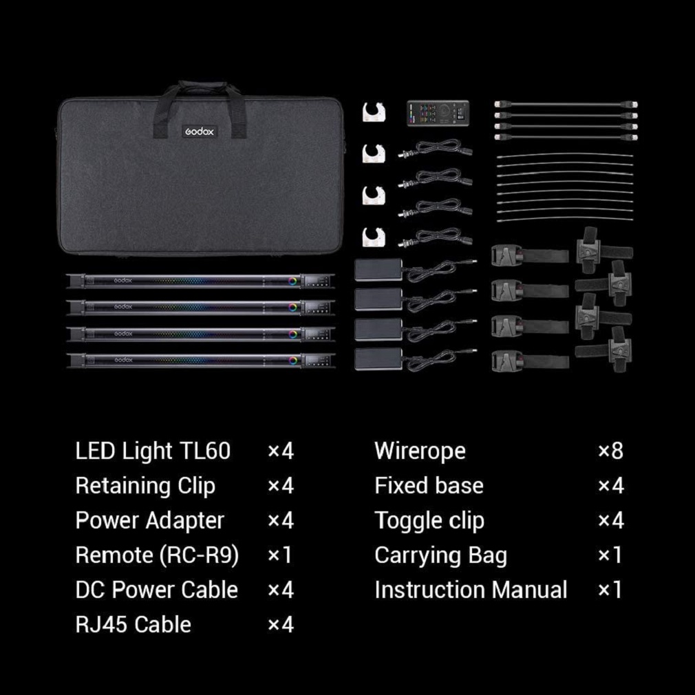 Combo 4 Đèn Led RGB Godox TL60 Tube Light (2700-6500K)