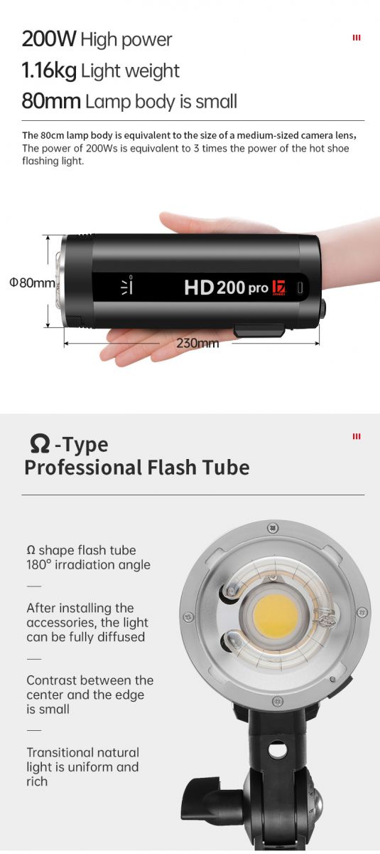 Đèn flash ngoại cảnh Jinbei HD 200 pro
