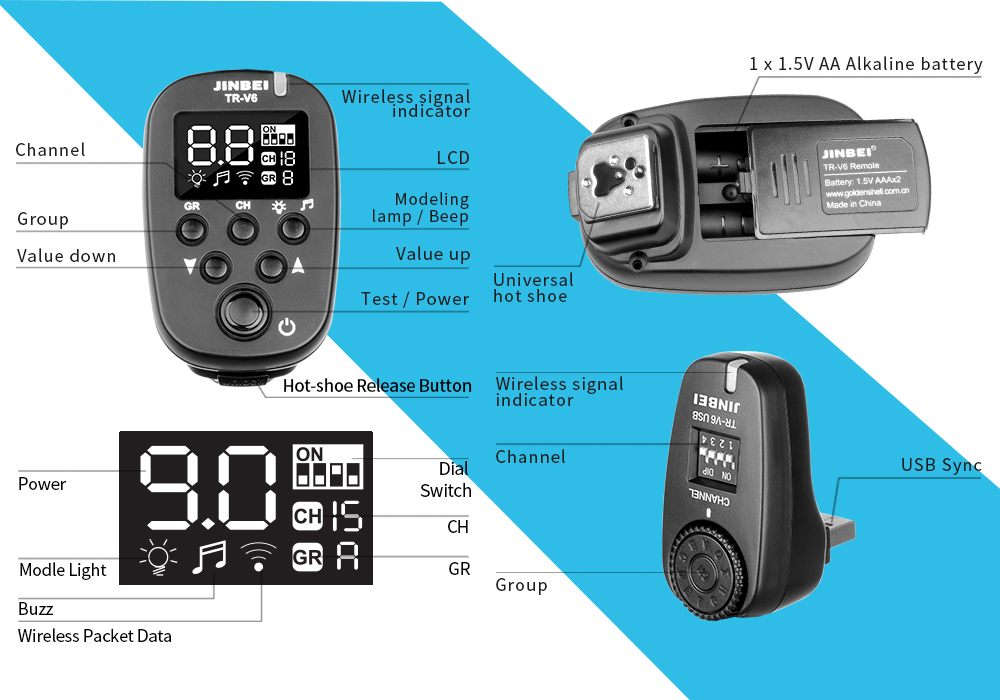 Trigger điều khiển đèn Jinbel TR-V6 tích hợp