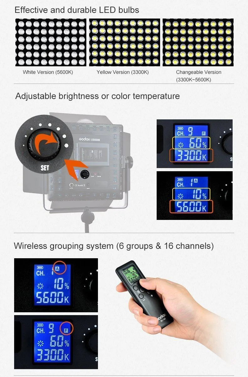 Đèn Godox Professional LED Video Light LED1000w - 5600k