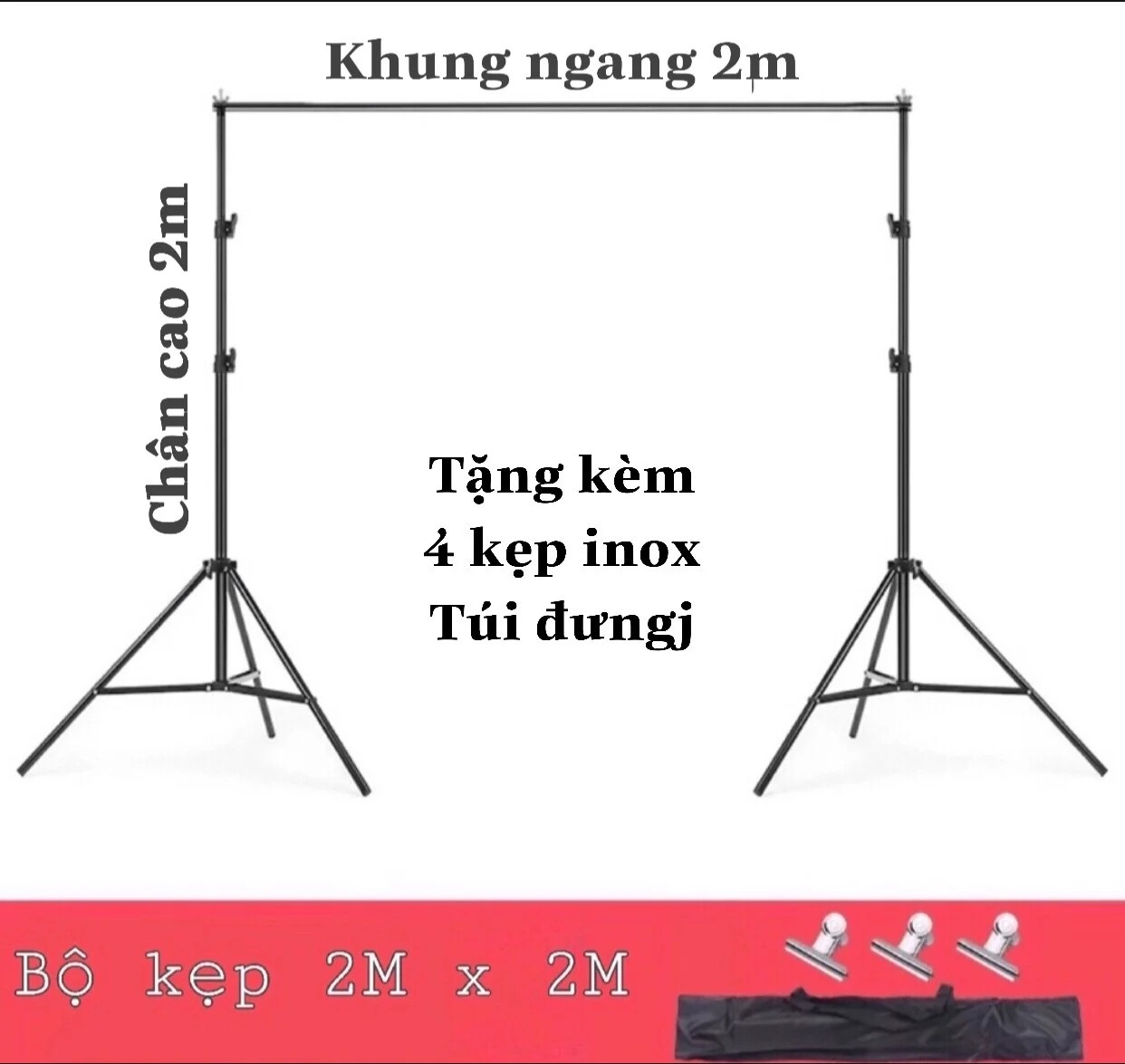 Khung treo phông nền chữ U cao 2mx2m