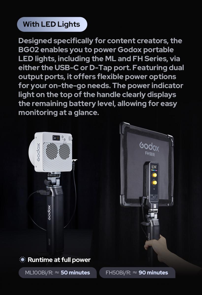 Đế pin Godox BG02 Battery Grip ( cho series AD200, AD300, ML100Bi, FH50)