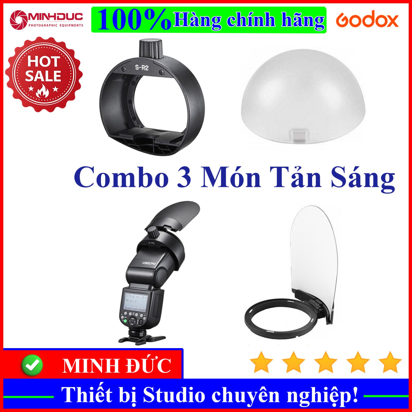Combo Tản sáng Godox AK-R11 AK-R12 và kẹp SR2