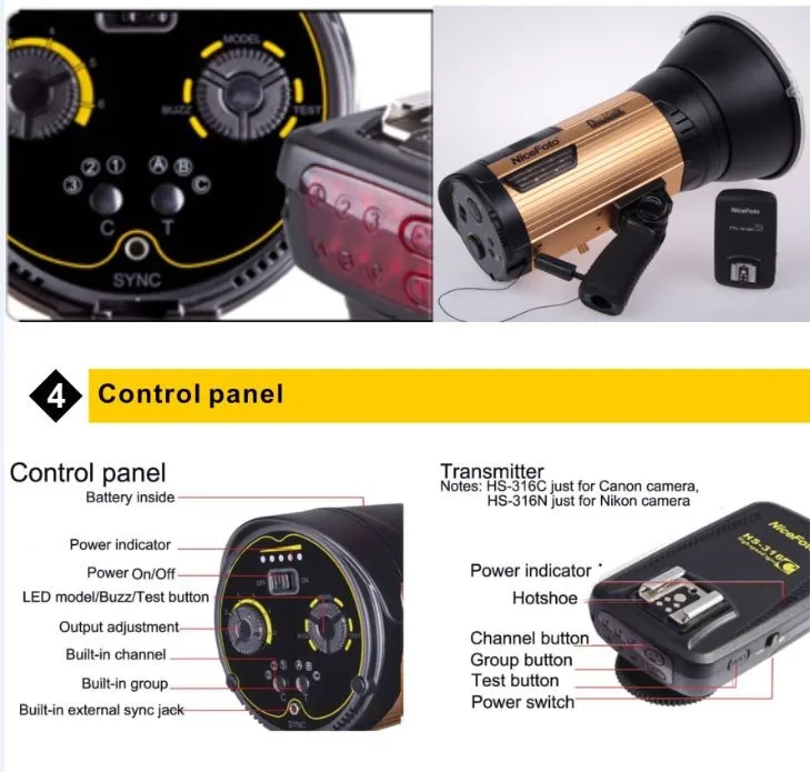 Đèn ngoại cảnh NiceFoto HS600C 600W HSS TTL 1/8000S