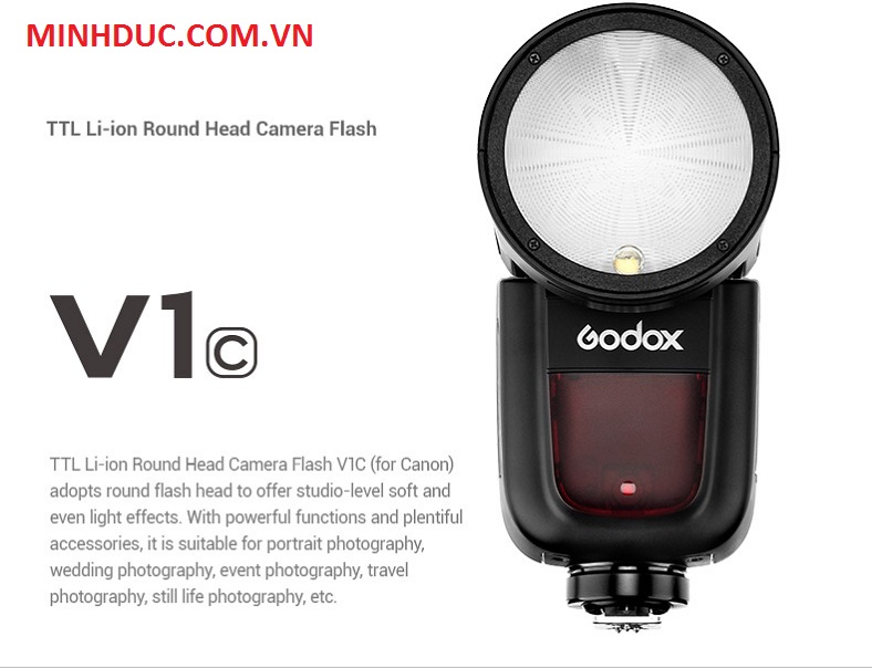Đèn Flash Godox V1 C TTL Hss 1/8000 For Canon