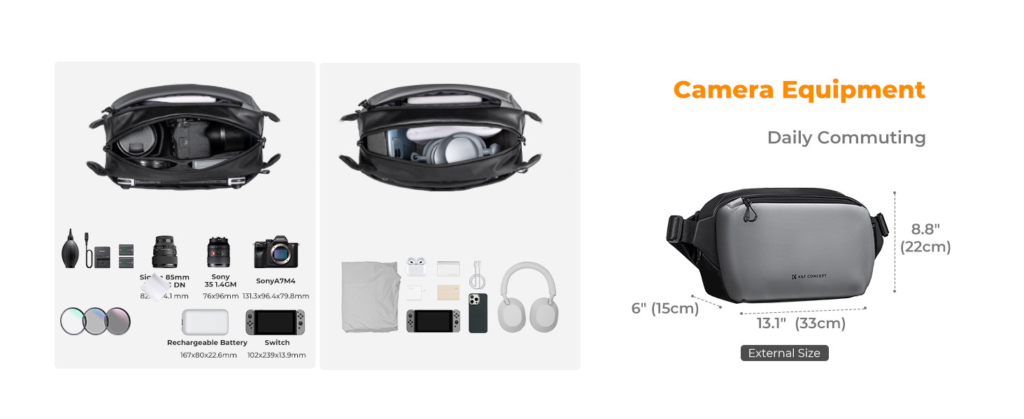 Túi đeo chéo máy ảnh KF KF13.157 ( Xám, 10L)