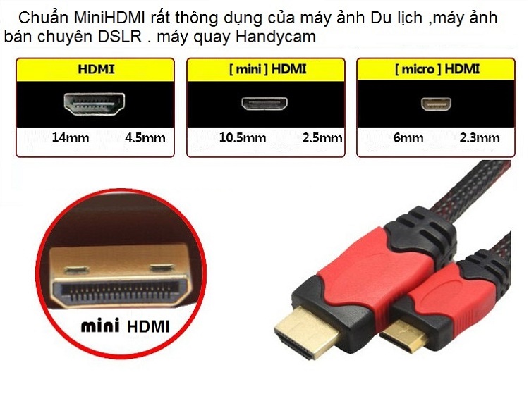 Dây Cáp HDMI mini 5m For camera canon, nikon, sony