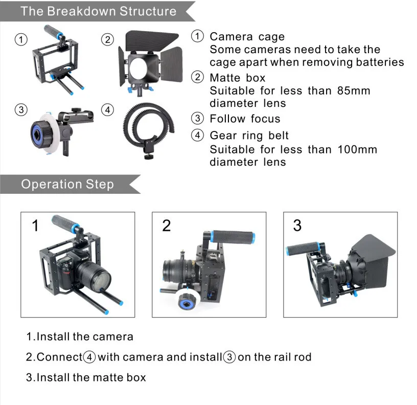 C100 DSLR Camera Cage Kit Set