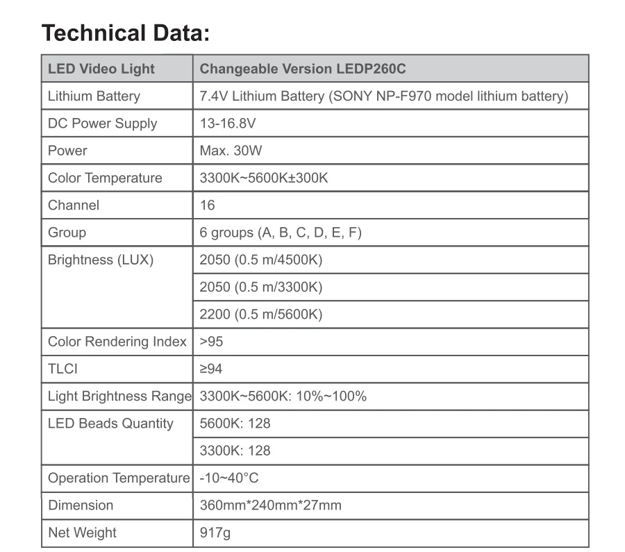 Led Godox P260C kèm Adapter