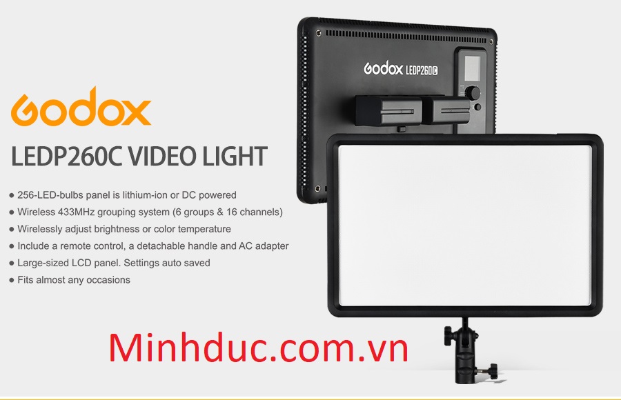 Led Godox P260C kèm Adapter